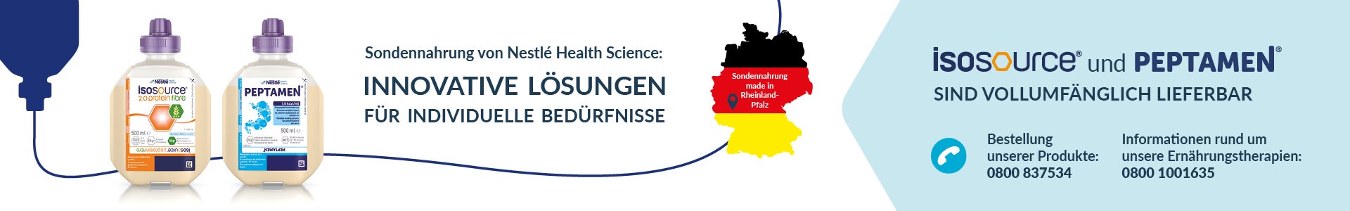 Willkommen bei isosource® und peptamen®, der Sondennahrung von NHS!