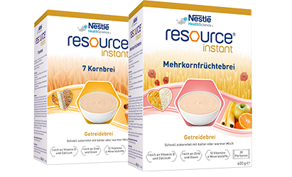 Nestlé Resource Instant Getreidebrei 7 Kornbrei und Mehrkornfrüchtebrei Verpackungen