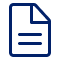 Symbol eines blauen Dokuments mit Linien auf weißem Hintergrund.
