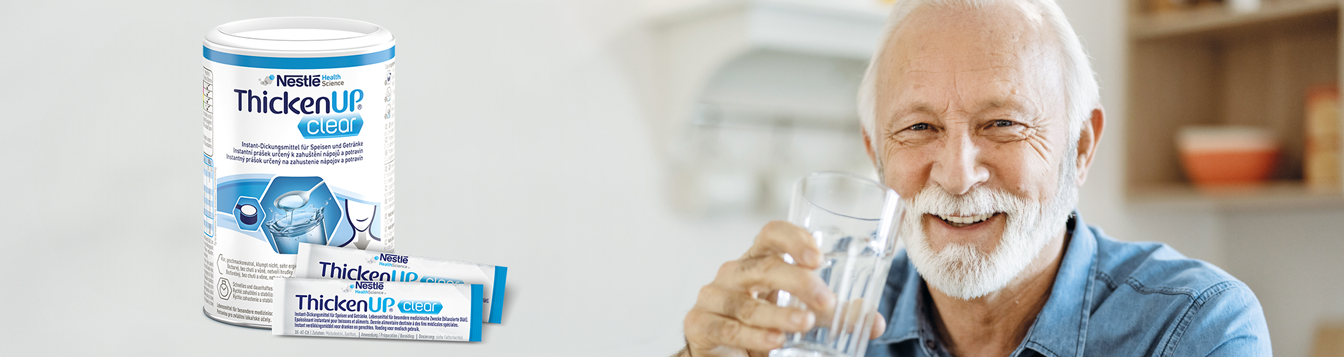 Nestle ThickenUP klare Flüssignahrungsmittel Produktabbildung.