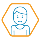 Symbol eines besorgten Gesichts in einem sechseckigen Rahmen