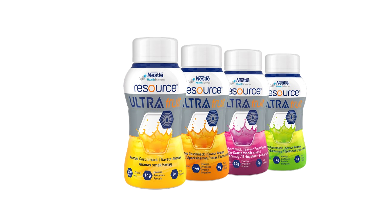 Nestlé Resource Ultra Fruit Getränke in verschiedenen Geschmacksrichtungen.