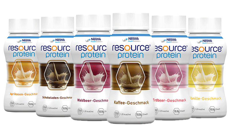 Nestlé Resource Protein Getränke in verschiedenen Geschmacksrichtungen.