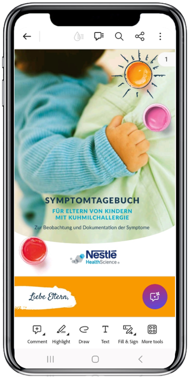 Bildschirm eines Handys mit der Benutzeroberfläche der App