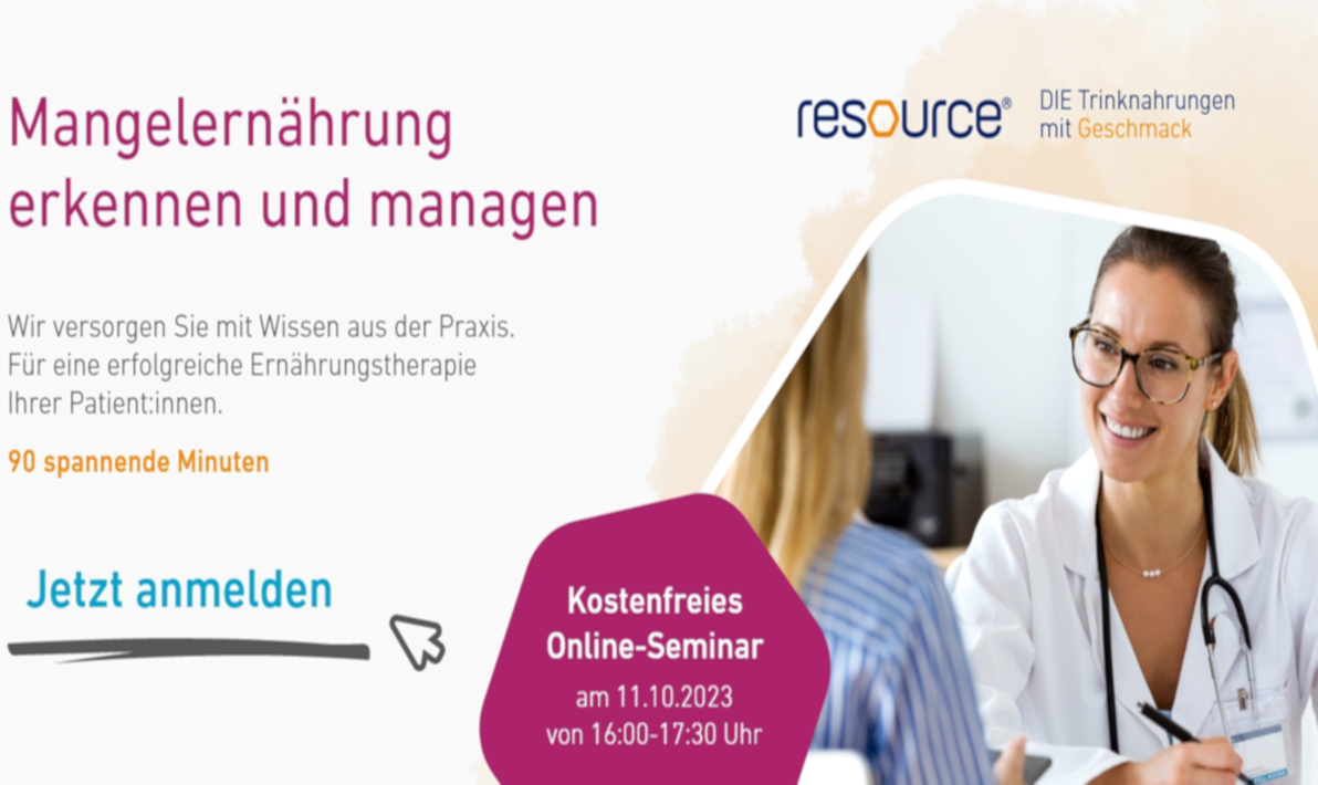 Kostenfreies Online-Seminar: "Mangelernährung erkennen und managen"